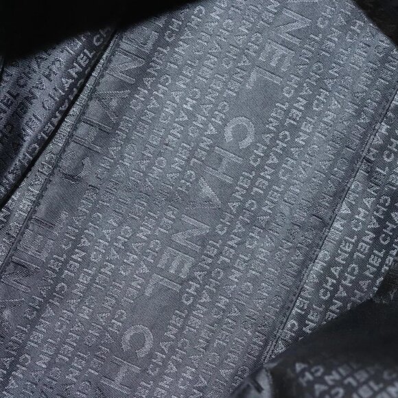 CHANEL COCO Mark Chain Hand Bag Cotton Black Silver CC Auth BD2146 - Picture 10 of 16